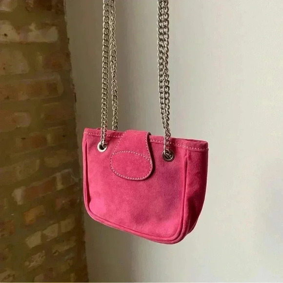 Bonino Small Pink Suede Crossbody/Shoulder Bag - Made in Italy leather bag - Picture 8 of 14